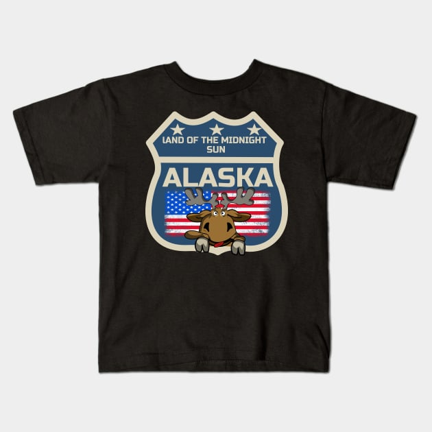 Alaska land of the midnight sun Kids T-Shirt by BishBashBosh